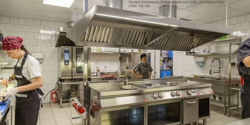Комплексная поставка оборудования для профессиональной кухни ресторана, кафе, бара, фастфуда. Ресторан CICADA Kitchen & Wine Bar, Украина, Днепр. На фото тепловое модульное оборудование Modular (островная единица), пароконвекционная печь Rational.